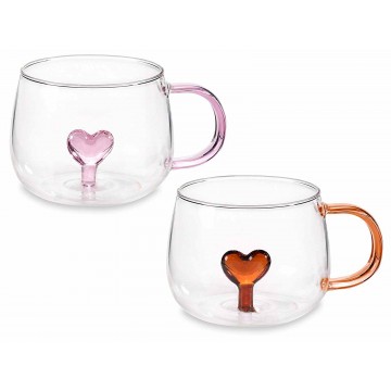 Set 2 Tazza vetro 300ml con...