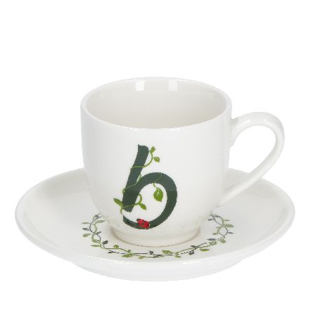 LA PORCELLANA BIANCA SOLOTUA TAZZA CAFFE' CC. 85 CON PIATTINO LETTERA "B"