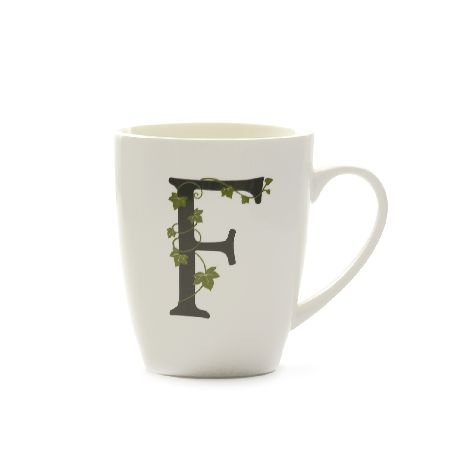 LA PORCELLANA BIANCA ATUPERTU MUG LETTERA "F" CC. 380