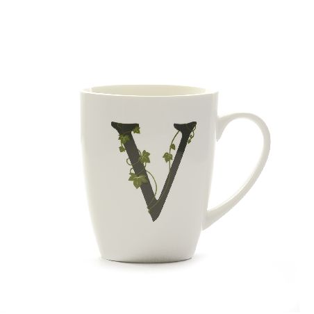 LA PORCELLANA BIANCA ATUPERTU MUG LETTERA "V" CC. 380