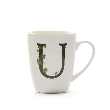 LA PORCELLANA BIANCA ATUPERTU MUG LETTERA "U" CC. 380