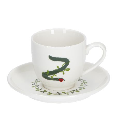 LA PORCELLANA BIANCA SOLOTUA TAZZA CAFFE' CC. 85 CON PIATTINO LETTERA "Z"