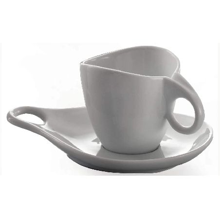 BUGATTI MILLA SET 6 PZ. TAZZA E PIATTINO CAFFE' PORCELLANA COLOPRE BIANCO 