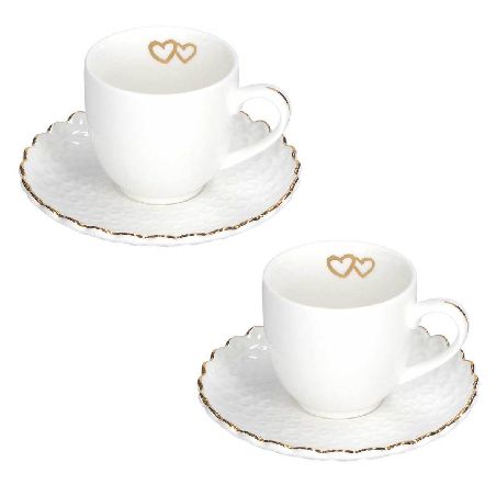 LA P0RCELLANA BIANCA Set 2 tazze  caffè Momenti Oro cod. H012800250