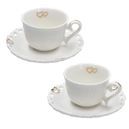 LA PORCELLANA BIANCA Set 2 Tazze caffè oro Valentino cod.p013900215